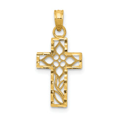 10k Diamond-cut Filigree Cross Pendant