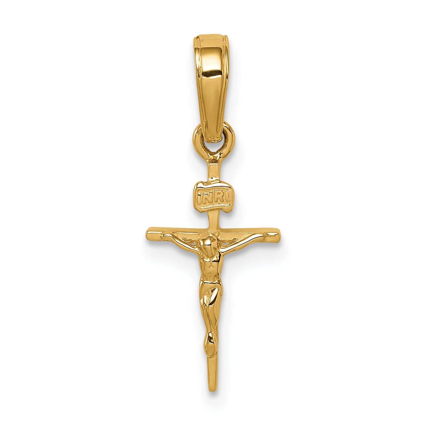 10K Small INRI Crucifix Pendant