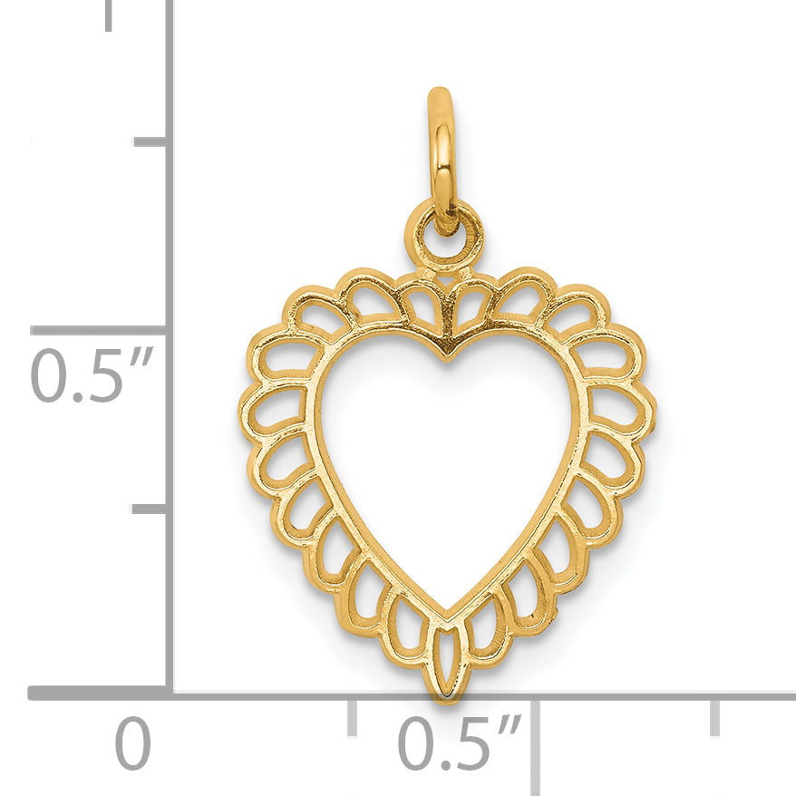 10K Gold Heart Charm with Polished Finish and Solid Design