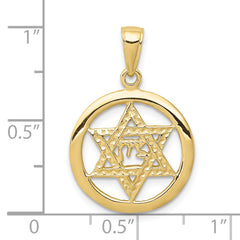 10k Jewish Chi in Star of David Pendant