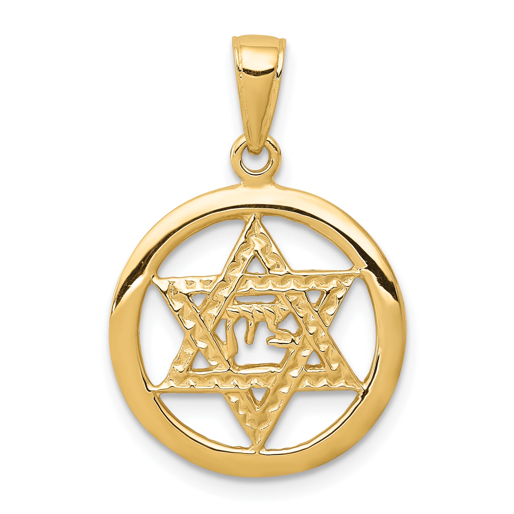 10k Jewish Chi in Star of David Pendant