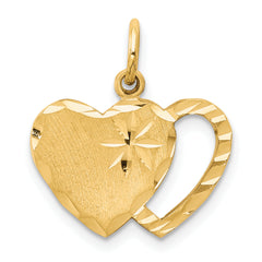 10k Solid Diamond-cut Double Heart Charm