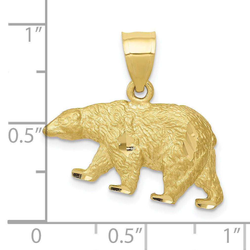 10K Diamond-cut Bear Pendant