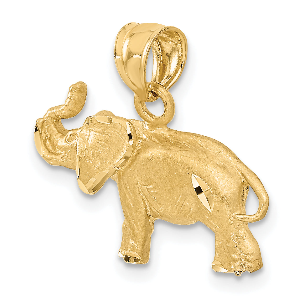 10K Diamond-cut Elephant Pendant