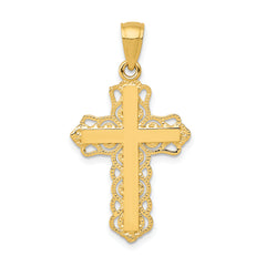 10K Lace Trim Cross Pendant