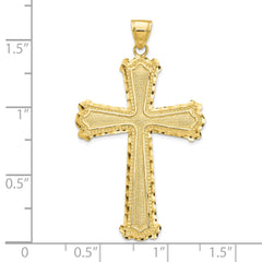 10K Diamond-cut Cross Pendant