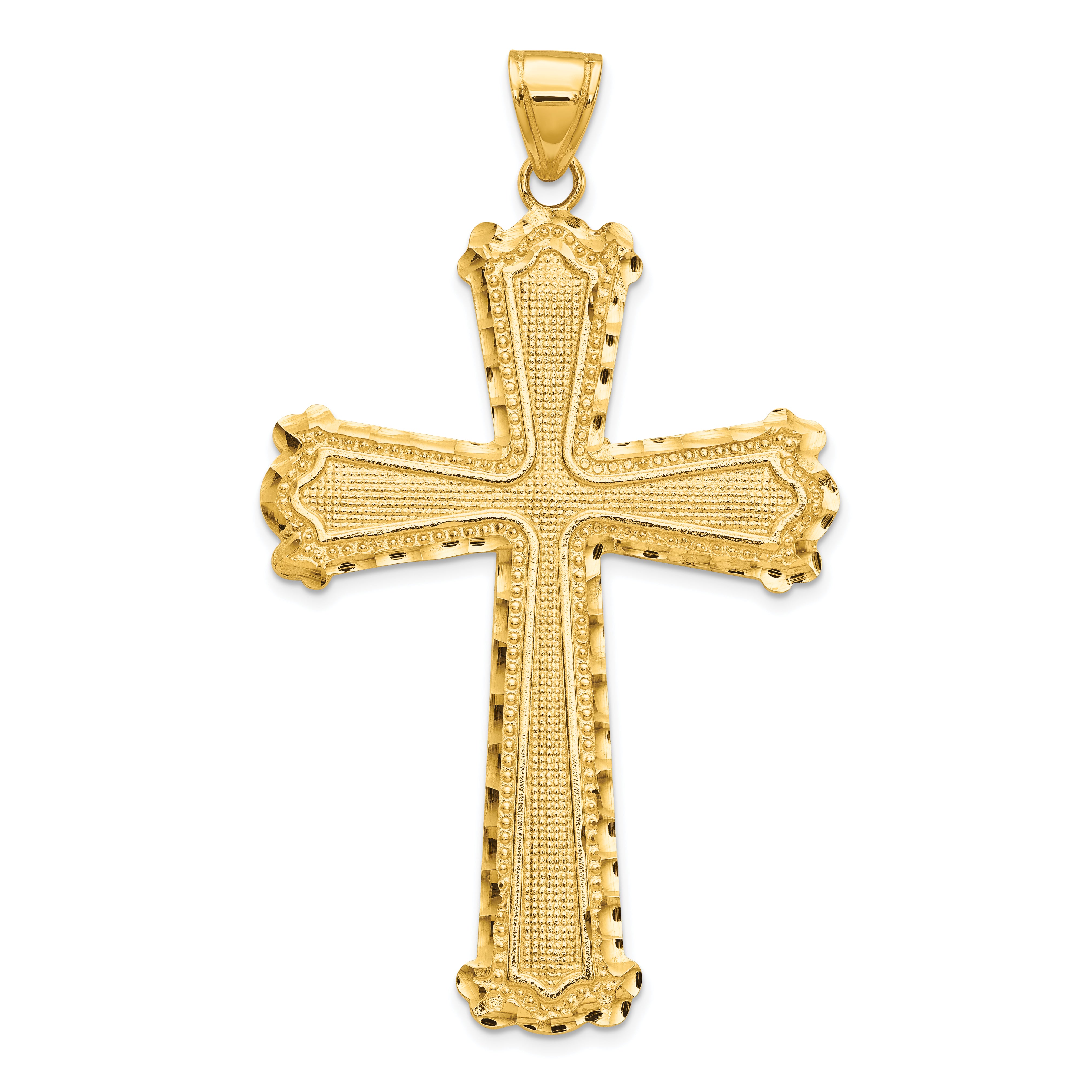 10K Diamond-cut Cross Pendant