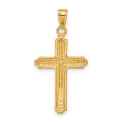 10K Cross with Striped Border Pendant