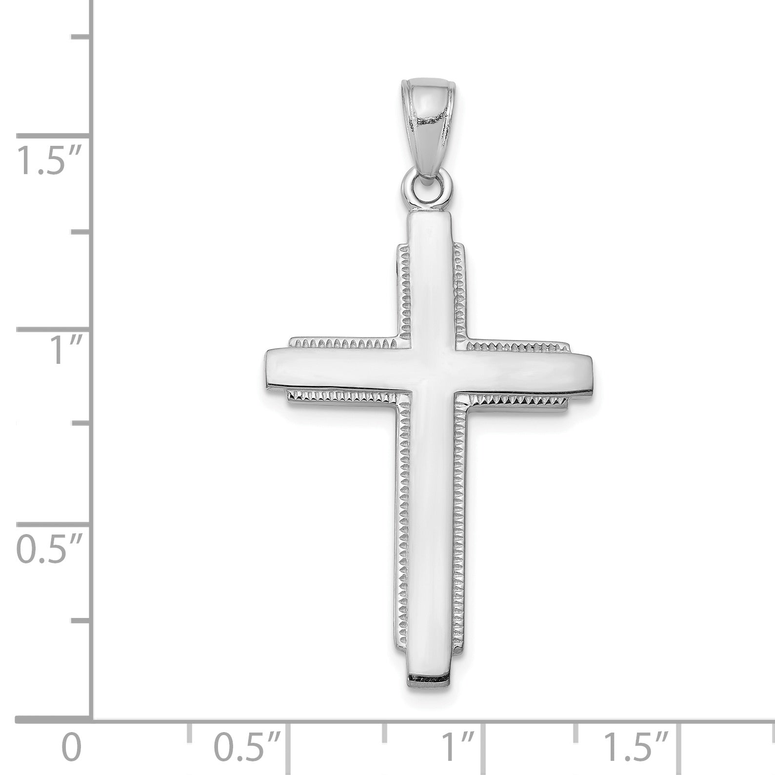 10K White Gold Solid Cross Pendant