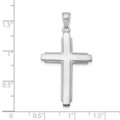 10K White Gold Solid Cross Pendant