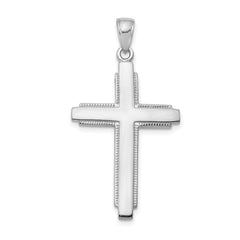 10K White Gold Solid Cross Pendant