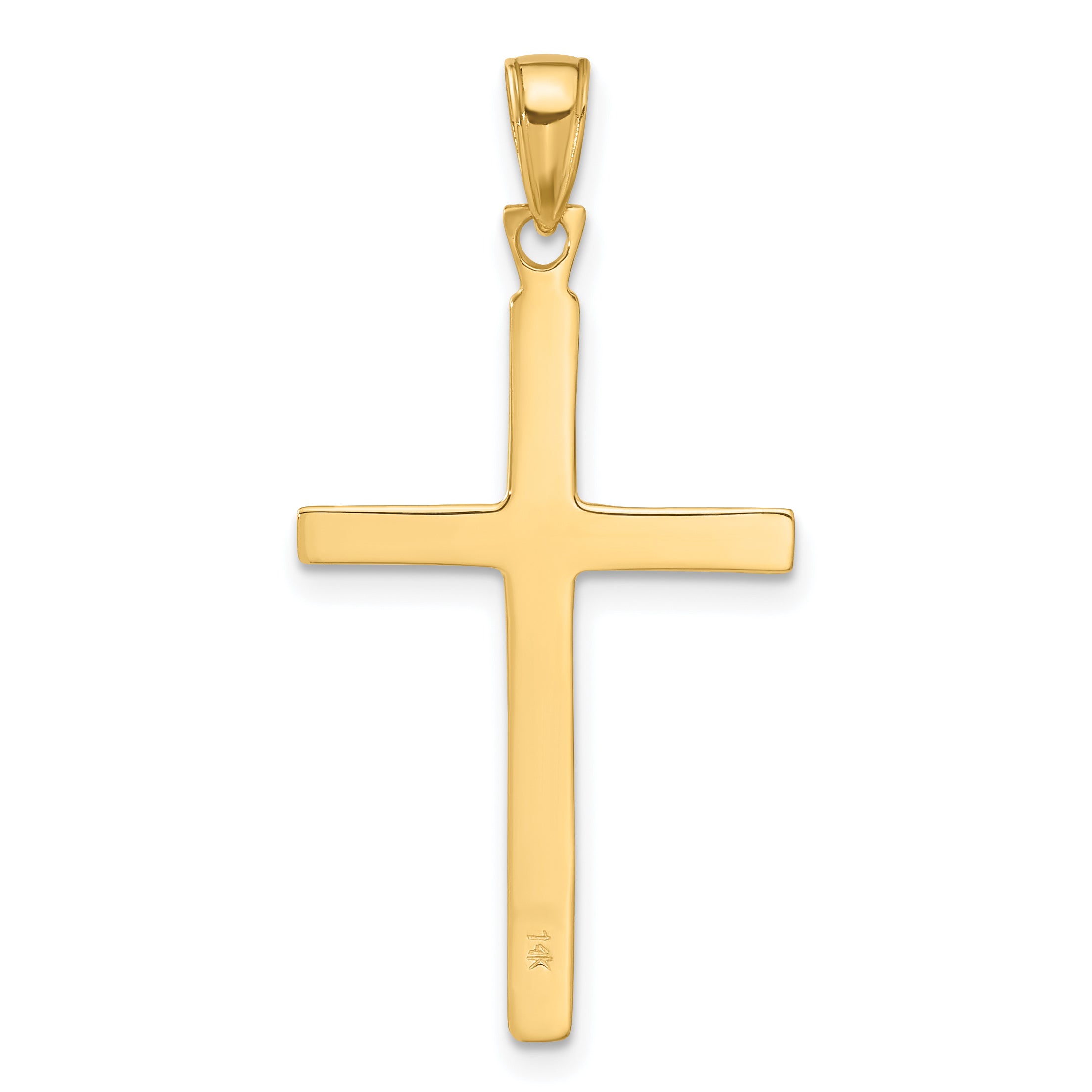 10K Polished Finish Accent Stick Cross Pendant