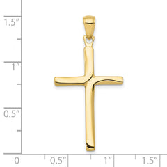 10K Polished Finish Accent Stick Cross Pendant