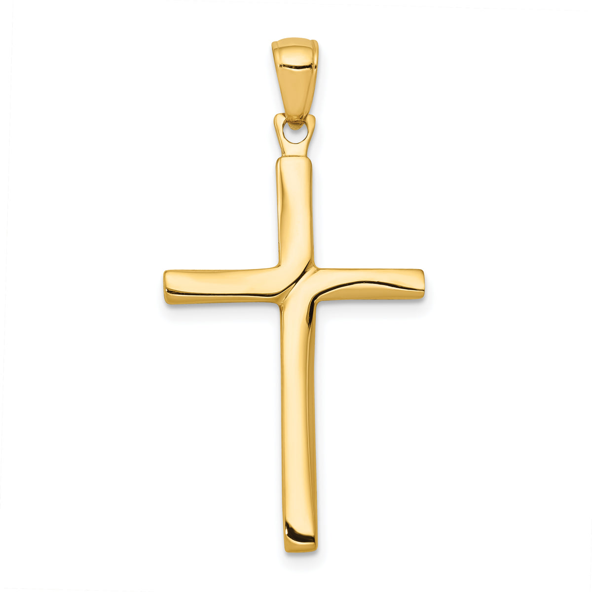 10K Polished Finish Accent Stick Cross Pendant