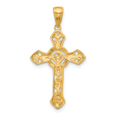 10K Stick Cross on Ornate Cross Pendant