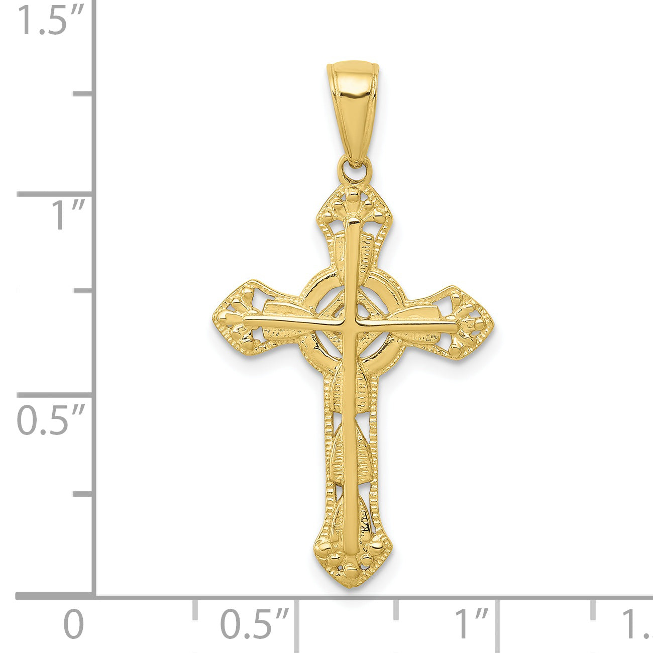 10K Stick Cross on Ornate Cross Pendant