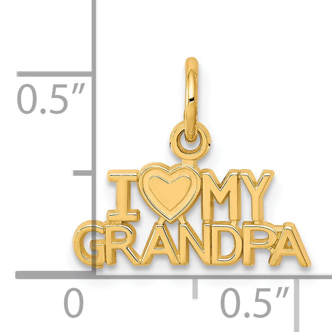 10K Gold I LOVE MY GRANDPA Charm with Polished Finish Solid Design