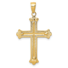 10K Two-tone Cross in Budded Yellow Cross Frame Pendant