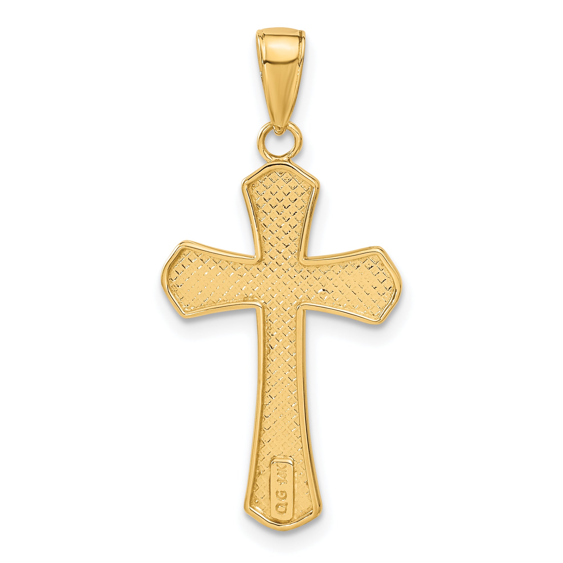 10K Diamond-cut Beveled Edges Cross Pendant