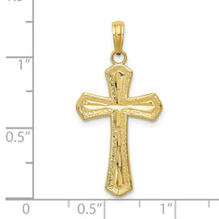 10K Diamond-cut Beveled Edges Cross Pendant