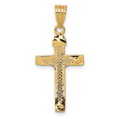 10K Two-tone D/C Small Block Lattice Cross w/Crucifix Pendant