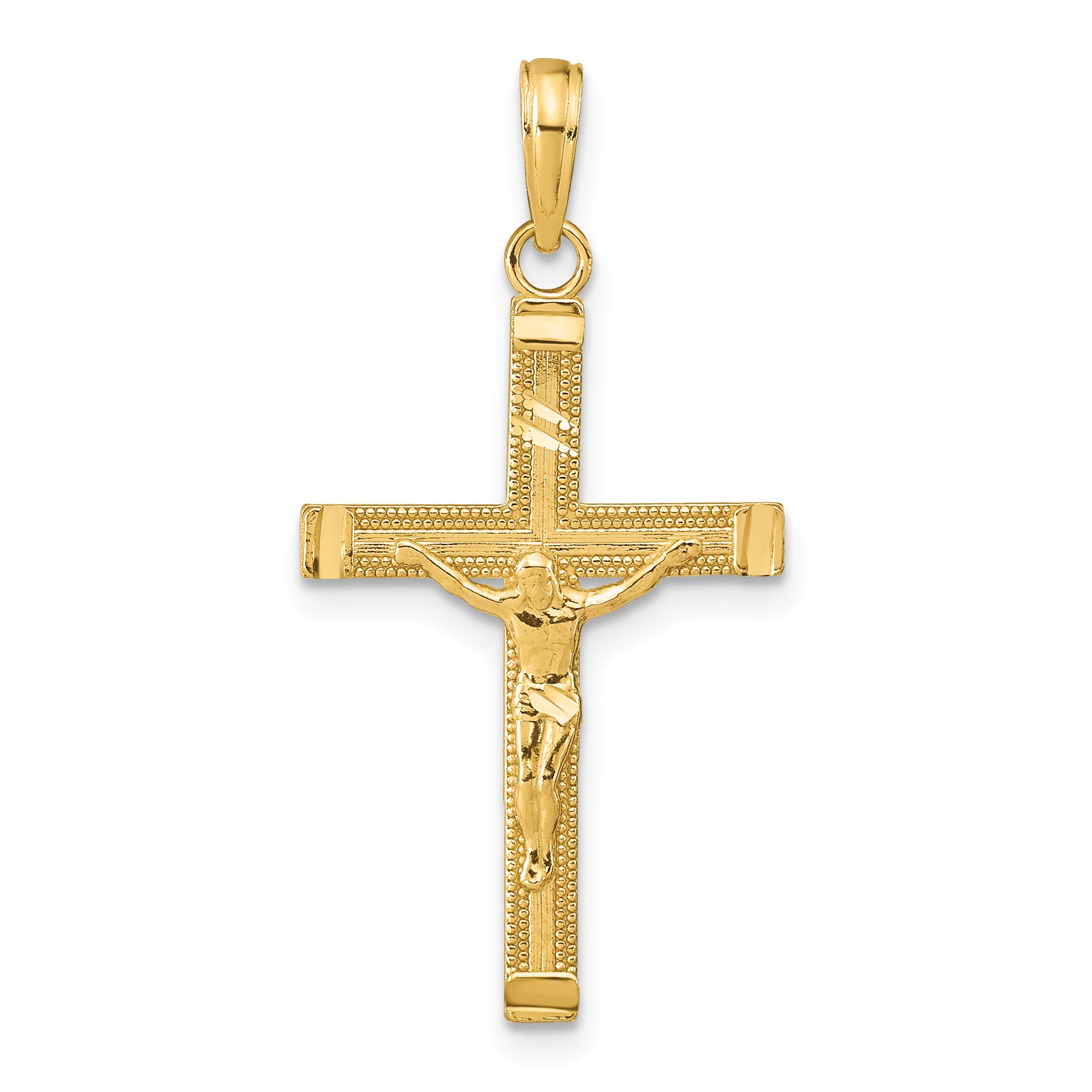 10K Diamond-cut Fancy Tipped Crucifix Pendant