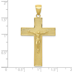 10K Textured Crucifix Latin Cross Pendant