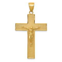 10K Textured Crucifix Latin Cross Pendant