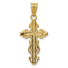 10K Two-tone Small Narrow Cross w/Crucifix Pendant