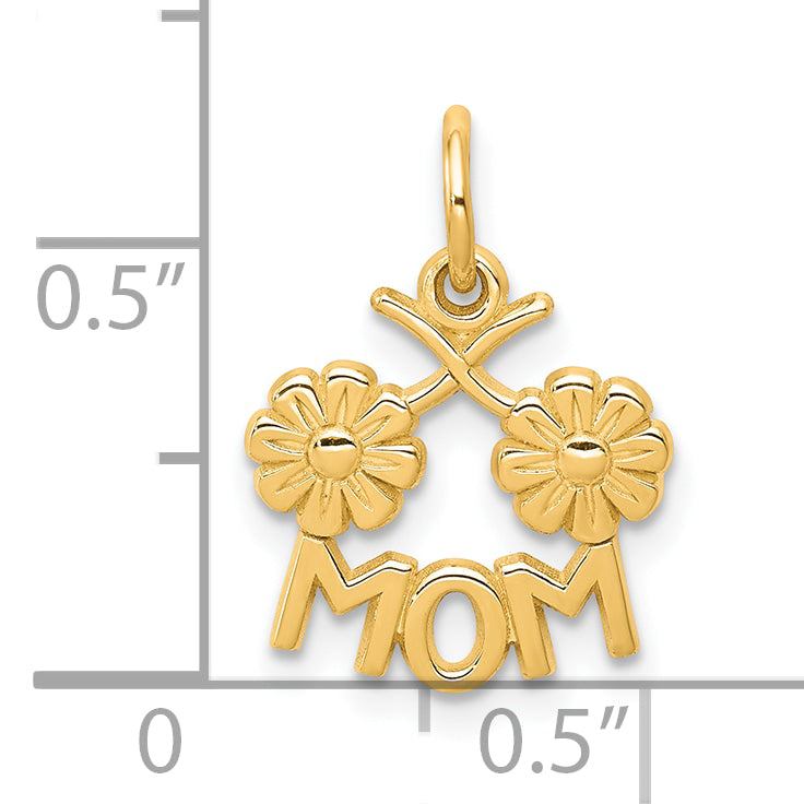 10K Gold MOM Charm with Polished Finish Elegant and Solid Design