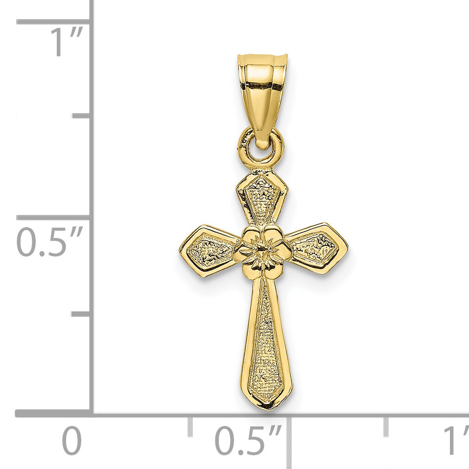 10K Small Cross w/Flower Charm