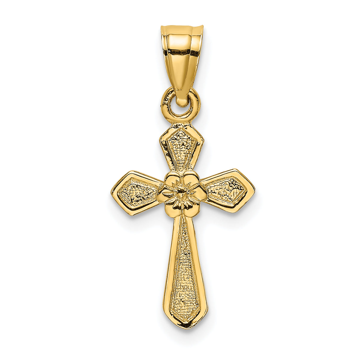 10K Small Cross w/Flower Charm