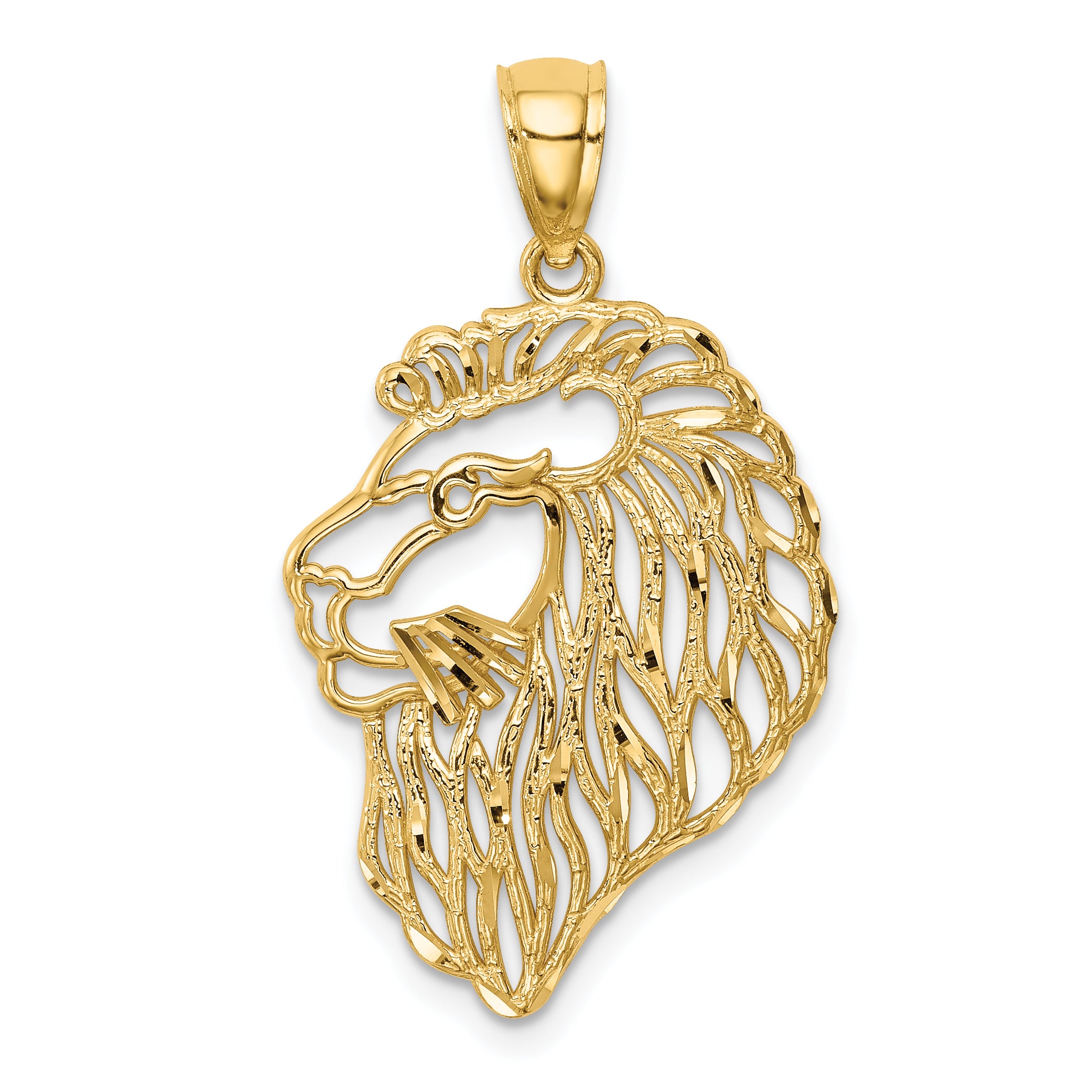 10K Diamond-Cut Lion Profile Pendant