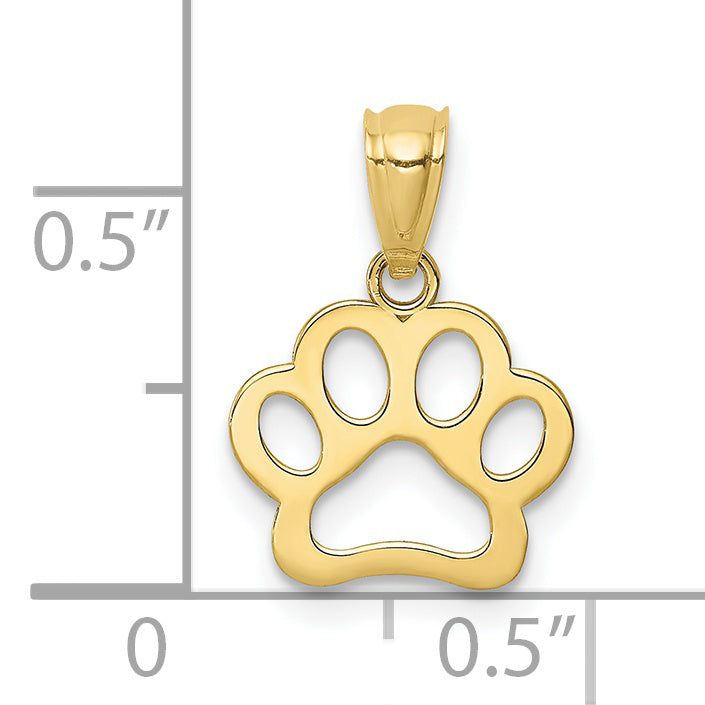 10K Dog Paw Pendant