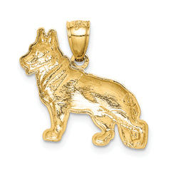 10K Diamond-cut German Shepard Pendant