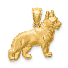 10K Diamond-cut German Shepard Pendant