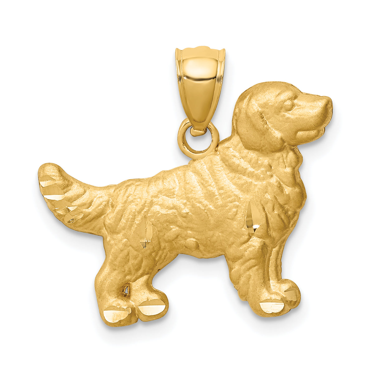 10K Diamond-cut Golden Retriever Pendant