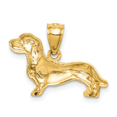 10K Diamond-cut Dachshund Pendant