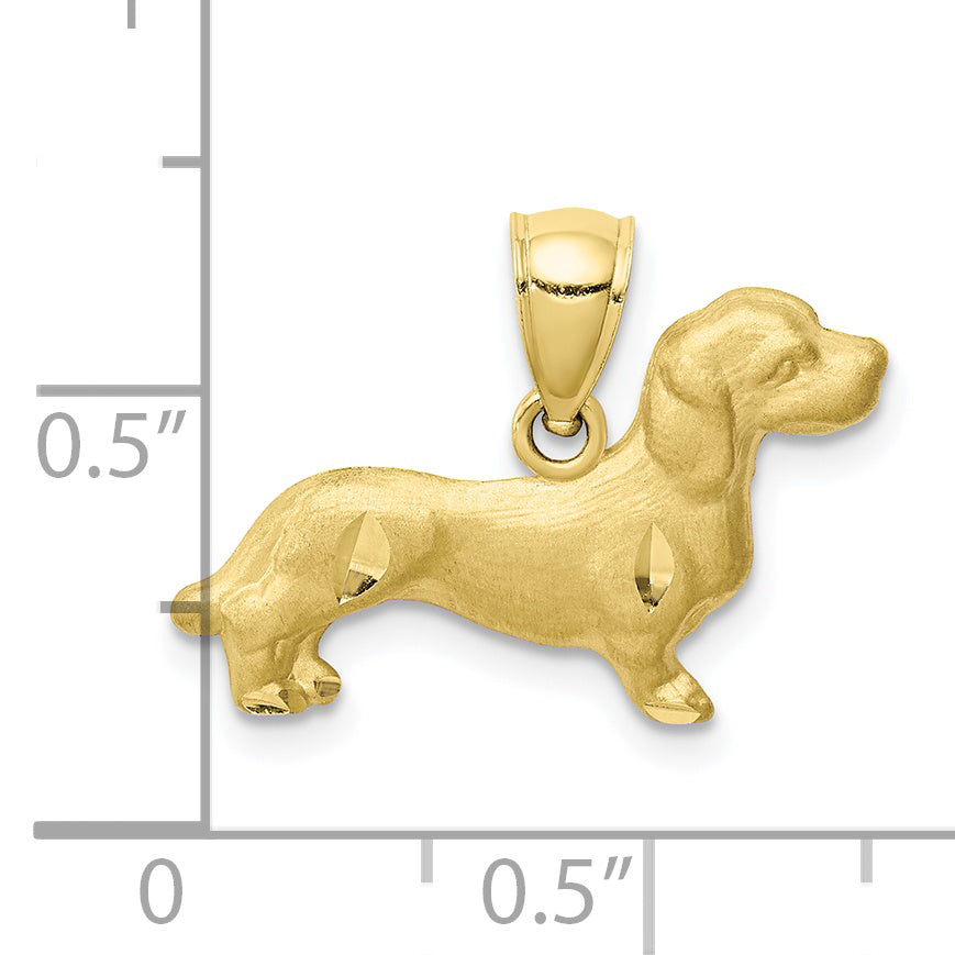 10K Diamond-cut Dachshund Pendant