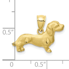 10K Diamond-cut Dachshund Pendant