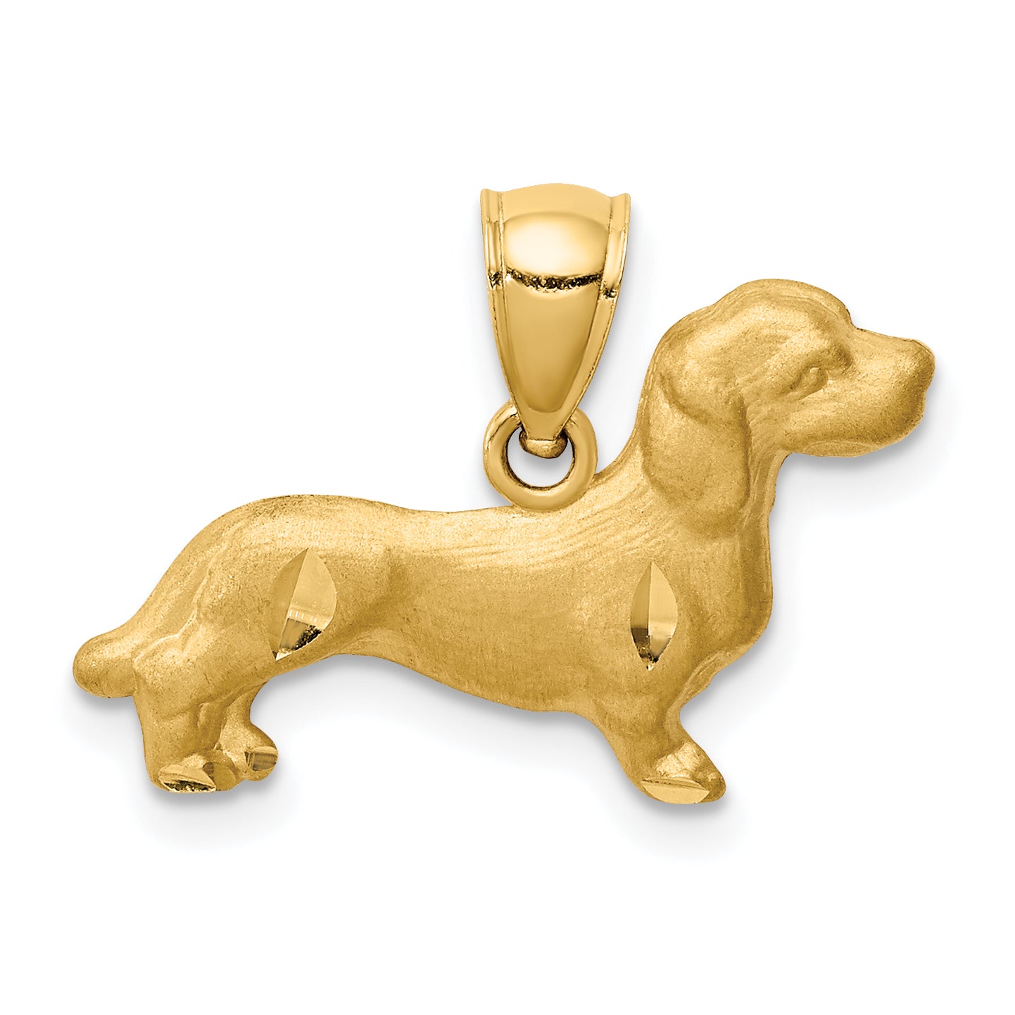 10K Diamond-cut Dachshund Pendant