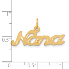 10K Solid Gold NANA Charm with Polished Satin Finish Elegant Gift