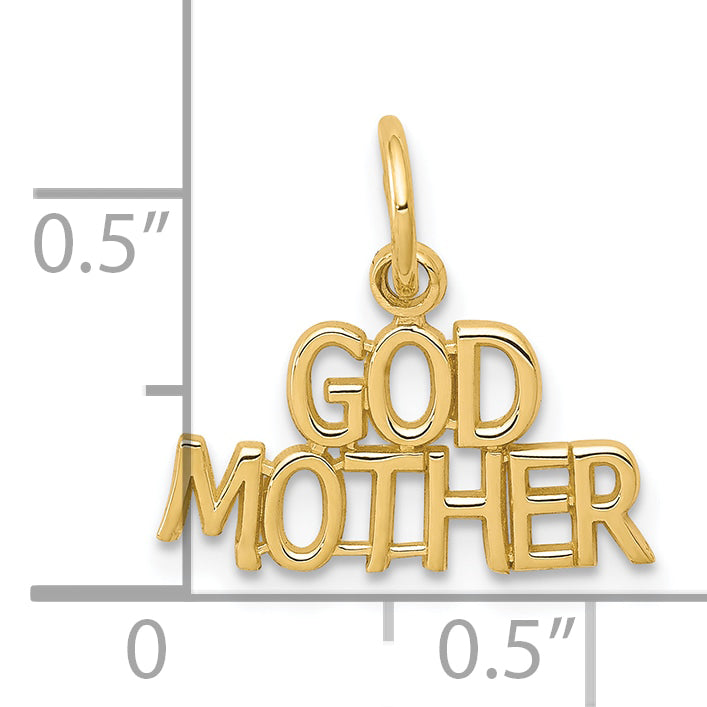 10K Yellow Gold GODMOTHER Charm with Polished Solid Finish