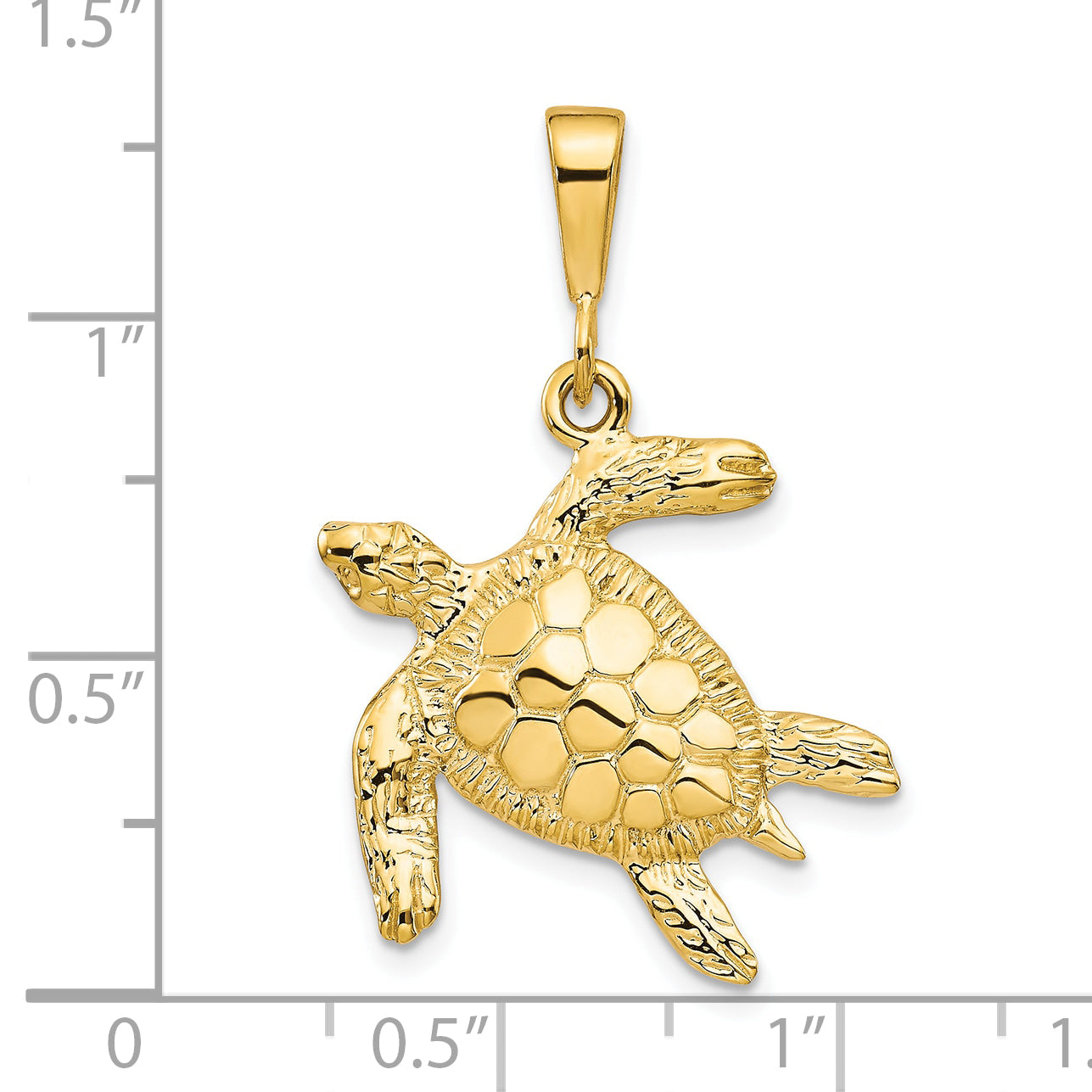 10K Gold Turtle Pendant with Polished Finish Elegant Themed Design