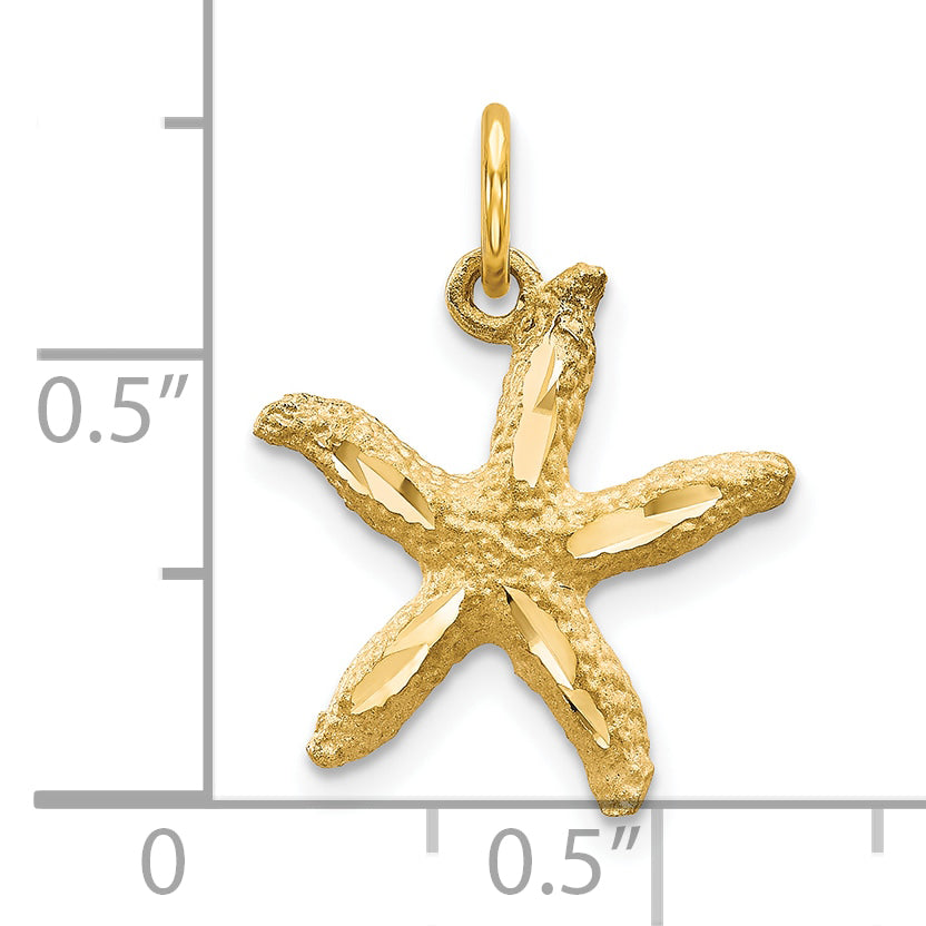 10K Gold Polished Starfish Charm Elegant Solid Design 20mm