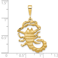 10K Gold Scorpion Charm with Polished Finish, Solid Design