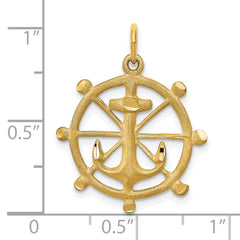 10K Gold Anchor in Wheel Charm with Polished Finish Solid Elegant Design