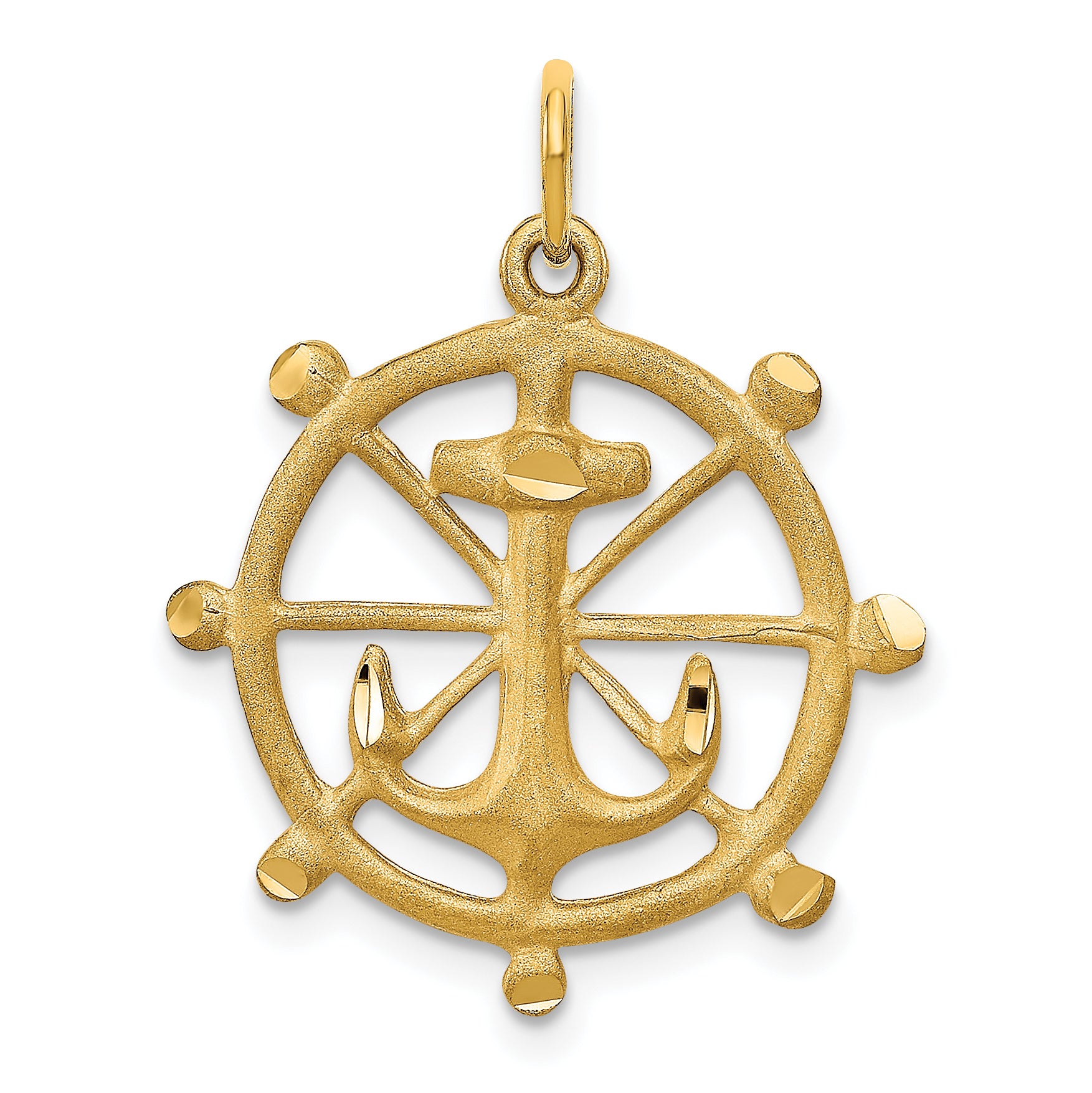 10k Anchor in a Wheel Charm