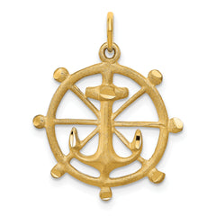 10k Anchor in a Wheel Charm