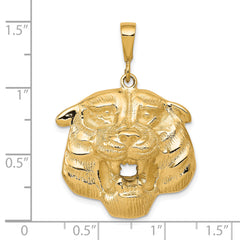 10K Gold Polished Tiger Head Charm Bold Solid Design Elegant